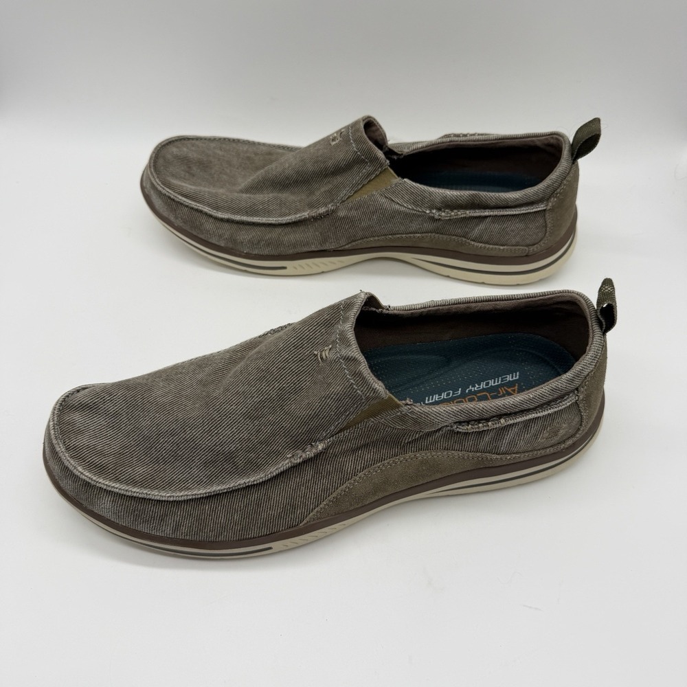 Skechers Men's Relaxed Fit Air-Cooled Memory Foam Slip-On Shoes Size 12 Taupe